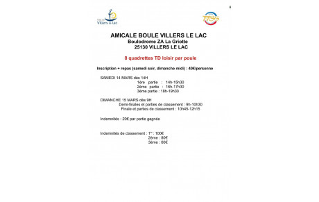 14/15 mars VILLERS LE LAC