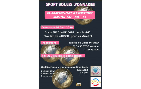 19 avril DISTRICT SIMPLE M3-M4-F4